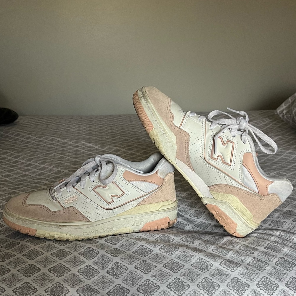 pink n white new balance 550